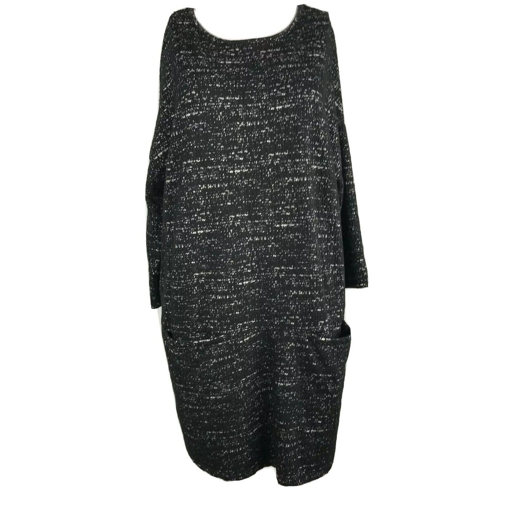 Clara‎ Sun Woo Dress Womens Sz XS Black Textured Long Sleeve Tunic Pocket